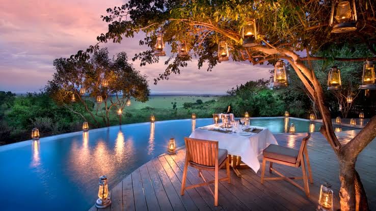 Luxury safari lodge overlooking the African wilderness
